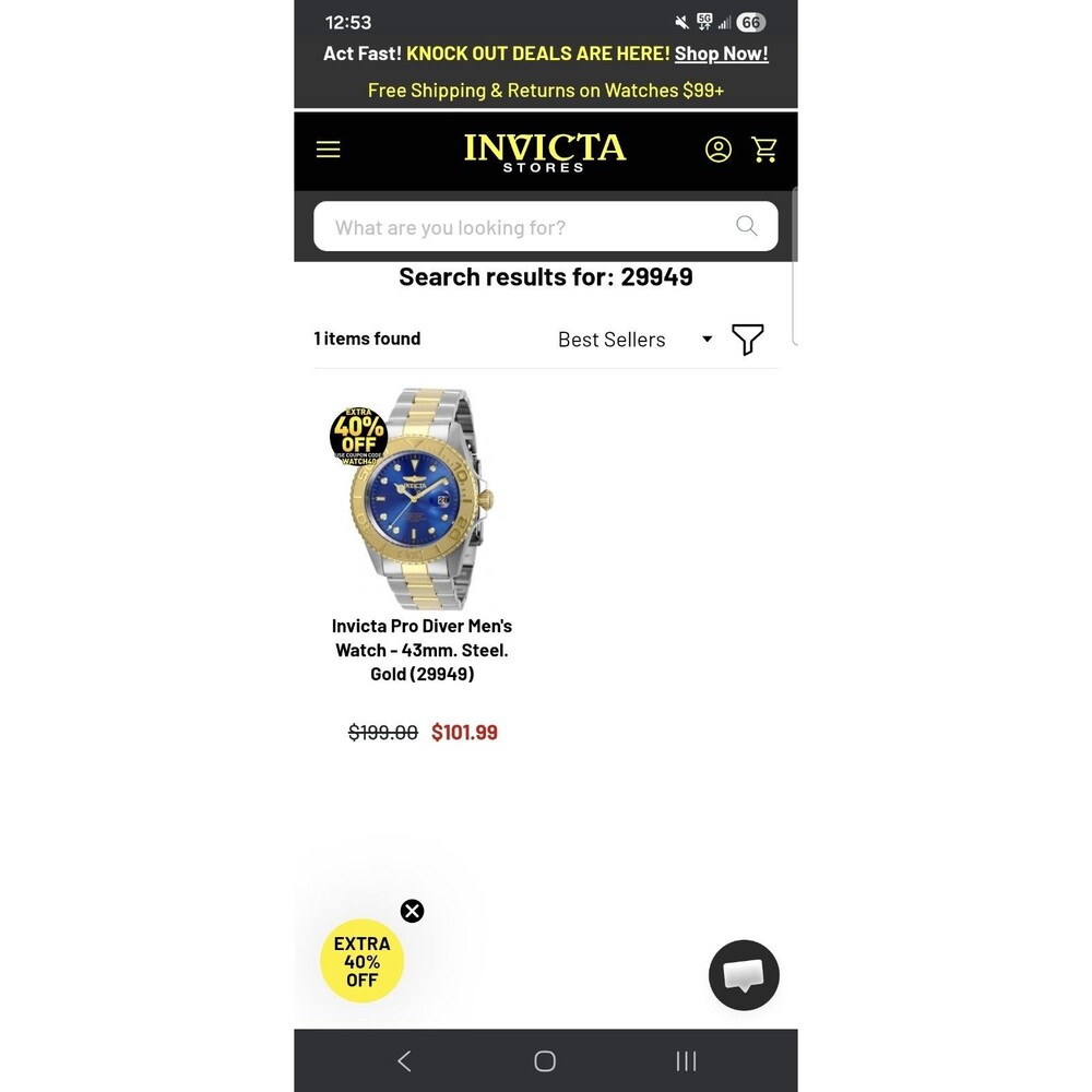 NEW Invicta Pro Diver Men's Watch - 43mm. Steel. Gold (29949) Free Shipping